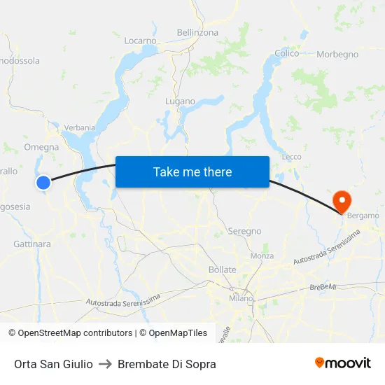 Orta San Giulio to Brembate Di Sopra map