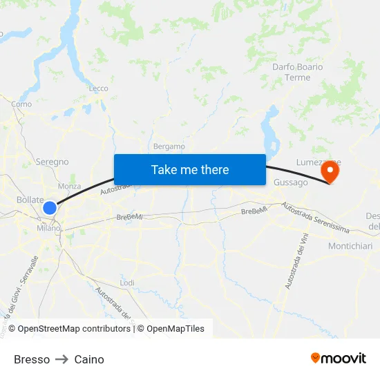 Bresso to Caino map