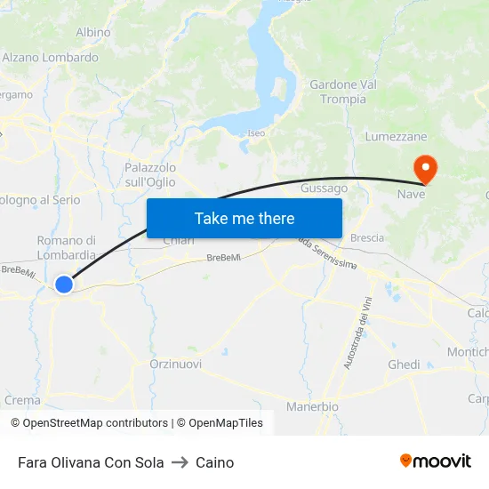 Fara Olivana Con Sola to Caino map
