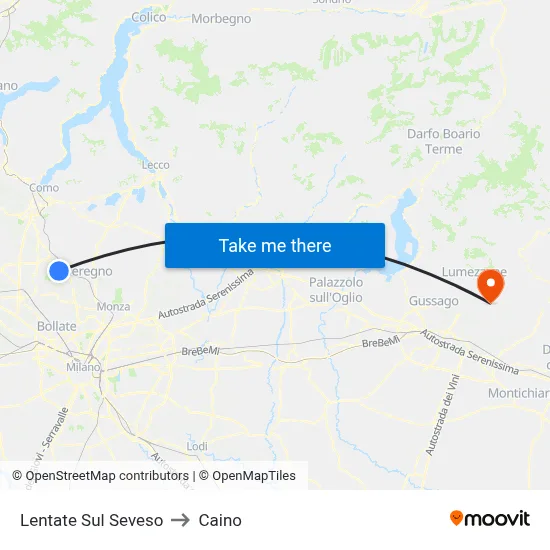 Lentate Sul Seveso to Caino map