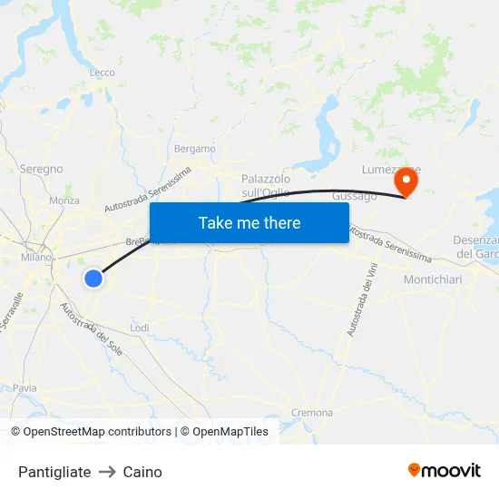 Pantigliate to Caino map