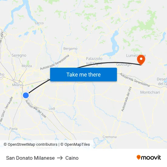 San Donato Milanese to Caino map