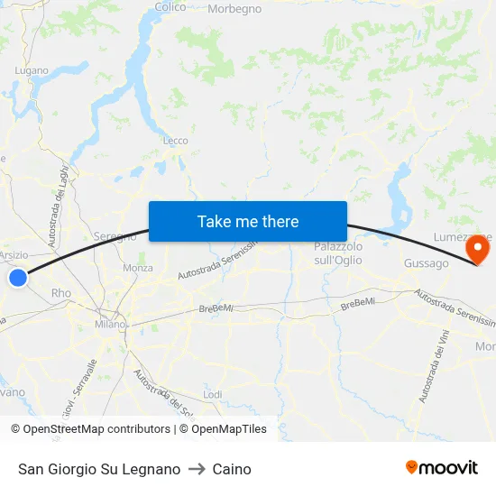 San Giorgio Su Legnano to Caino map