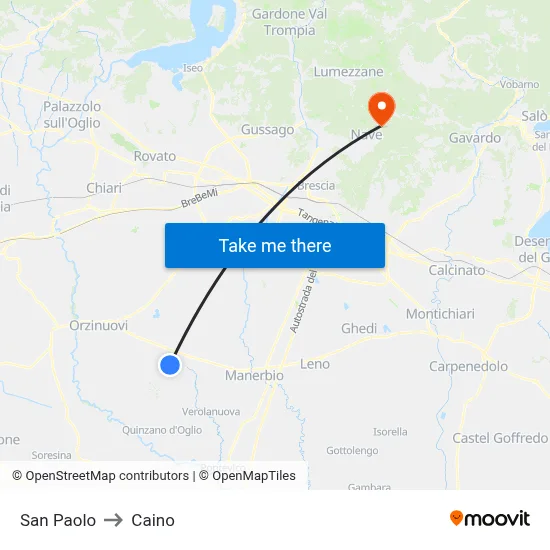 San Paolo to Caino map