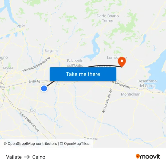 Vailate to Caino map