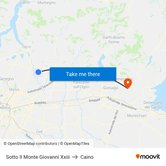 Sotto Il Monte Giovanni Xxiii to Caino map