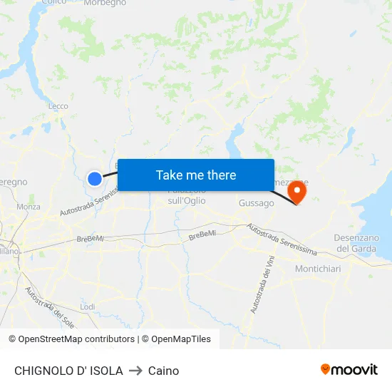 Chignolo D' Isola to Caino map