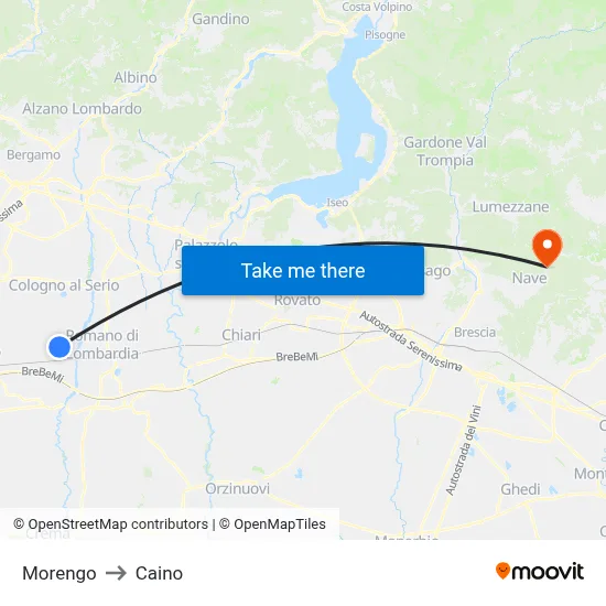 Morengo to Caino map