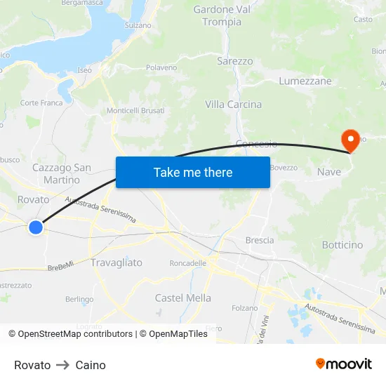 Rovato to Caino map