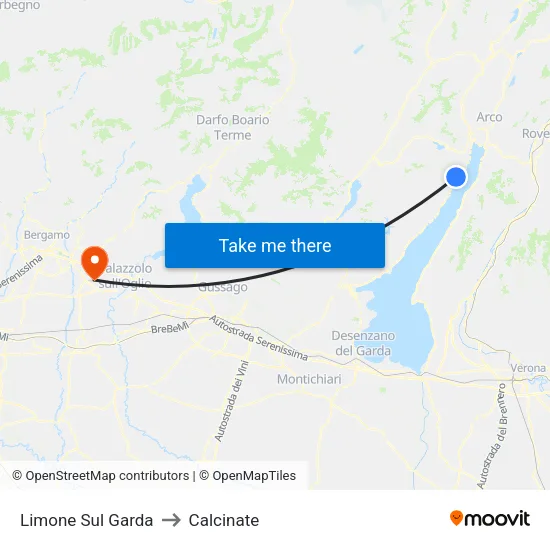 Limone Sul Garda to Calcinate map
