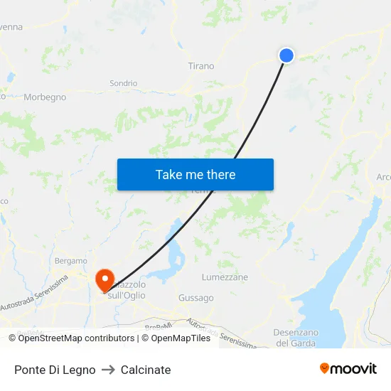 Ponte Di Legno to Calcinate map