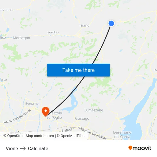 Vione to Calcinate map