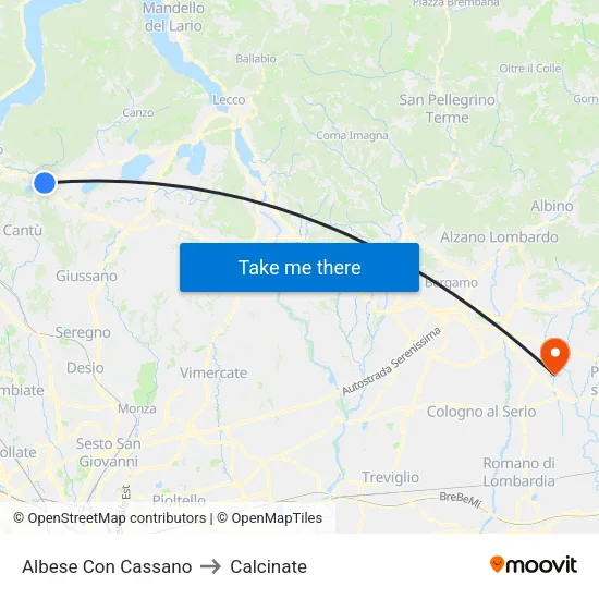Albese con Cassano to Calcinate map
