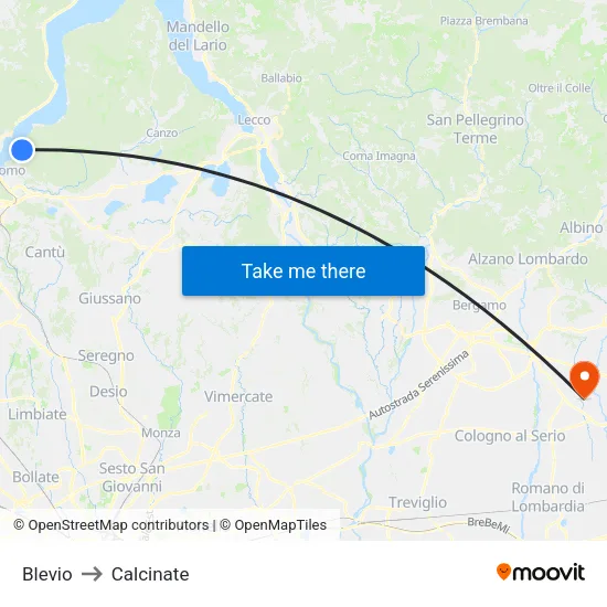 Blevio to Calcinate map
