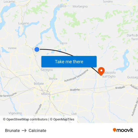 Brunate to Calcinate map