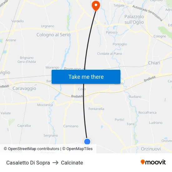 Casaletto di Sopra to Calcinate map