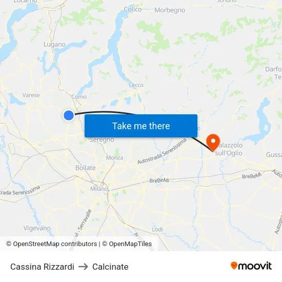 Cassina Rizzardi to Calcinate map