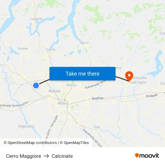 Cerro Maggiore to Calcinate map