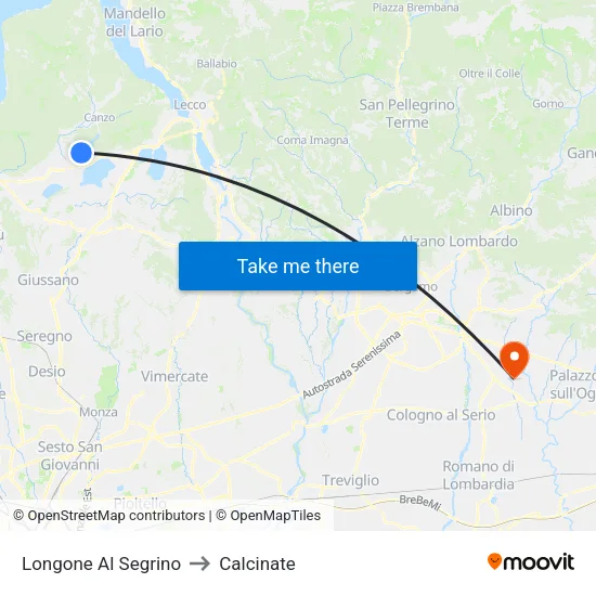 Longone Al Segrino to Calcinate map