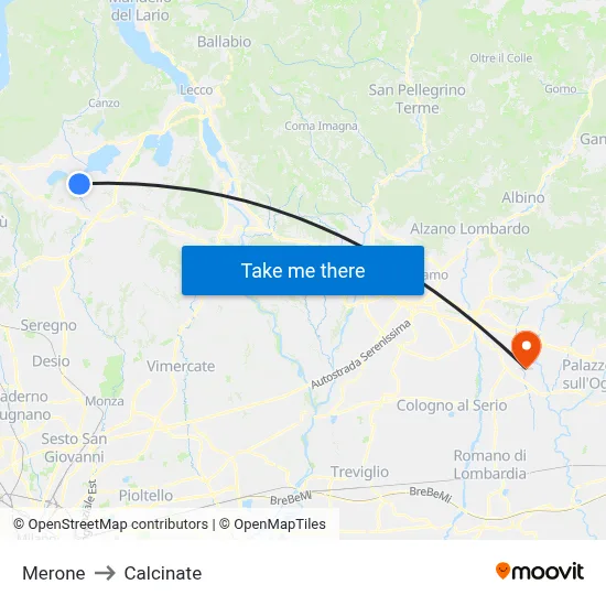 Merone to Calcinate map