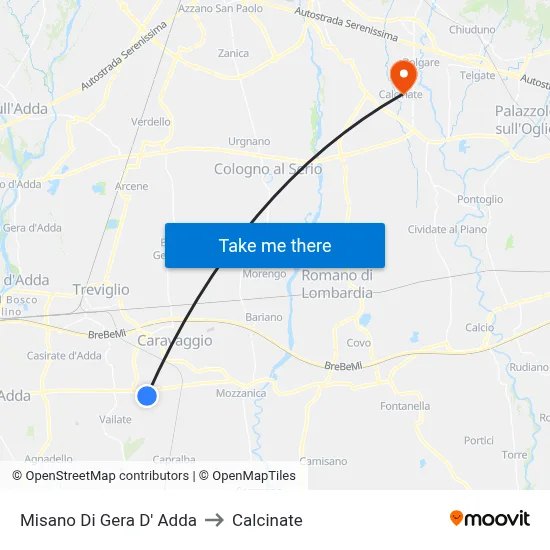 Misano di Gera d'Adda to Calcinate map