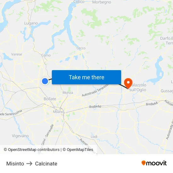 Misinto to Calcinate map