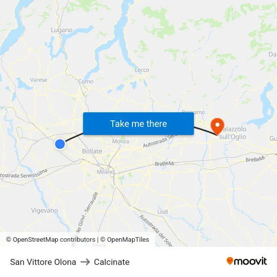 San Vittore Olona to Calcinate map