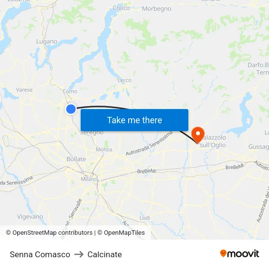 Senna Comasco to Calcinate map