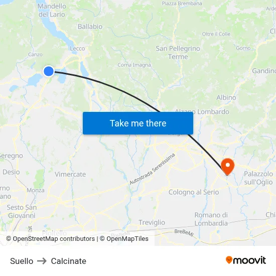 Suello to Calcinate map