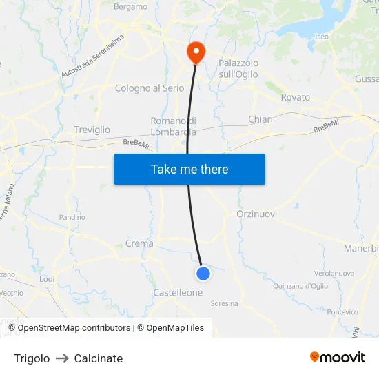 Trigolo to Calcinate map