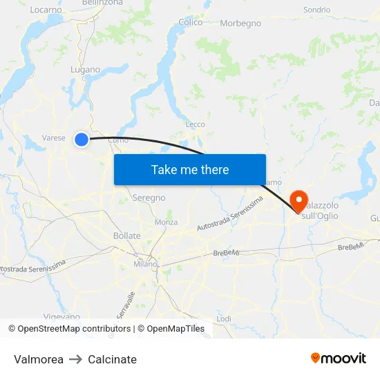 Valmorea to Calcinate map