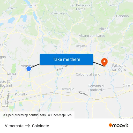 Vimercate to Calcinate map