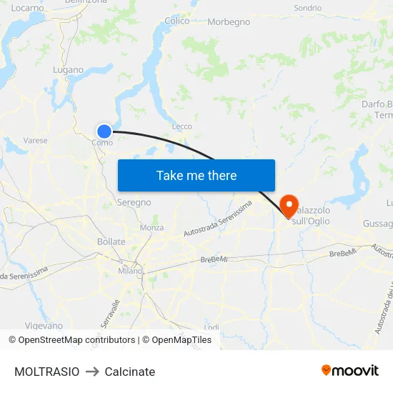 Moltrasio to Calcinate map