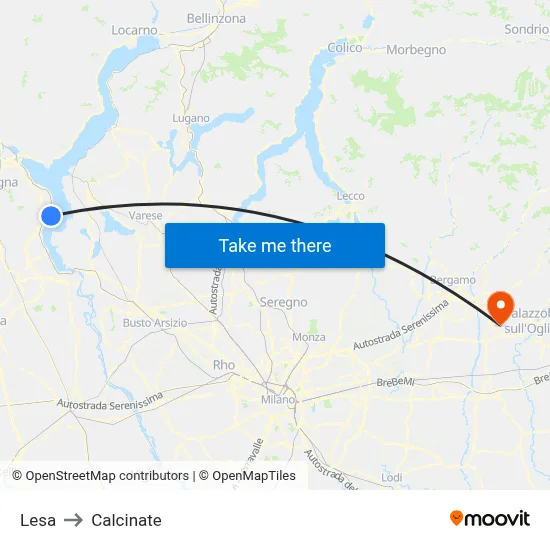 Lesa to Calcinate map