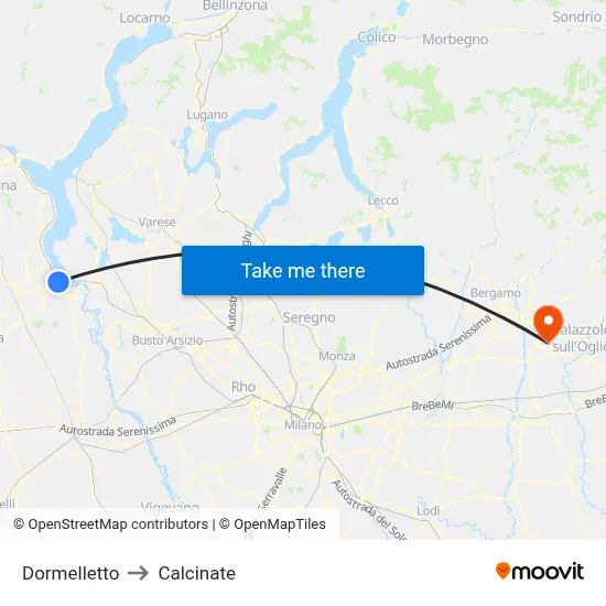 Dormelletto to Calcinate map