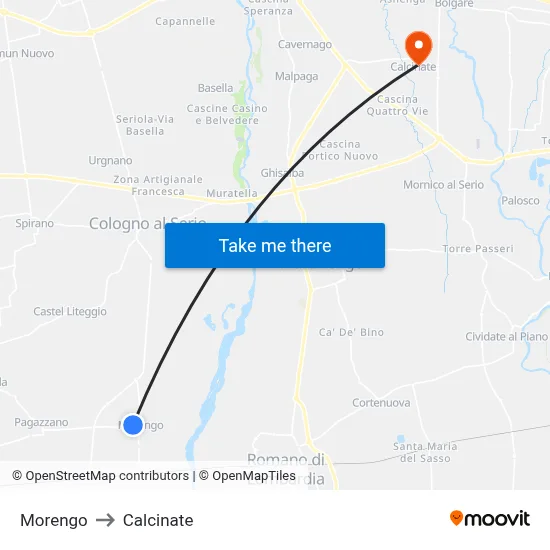 Morengo to Calcinate map