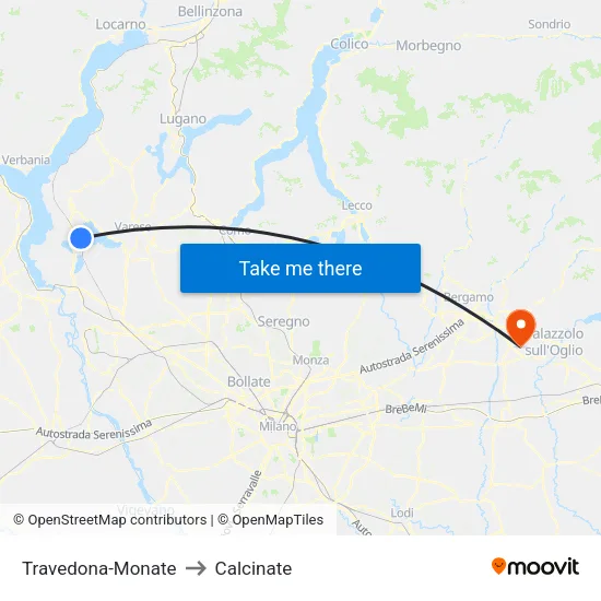 Travedona-Monate to Calcinate map