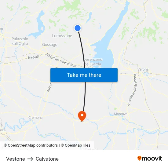 Vestone to Calvatone map
