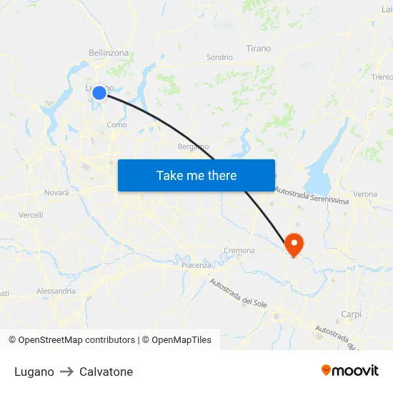 Lugano to Calvatone map