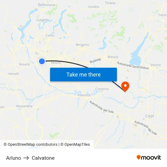 Arluno to Calvatone map