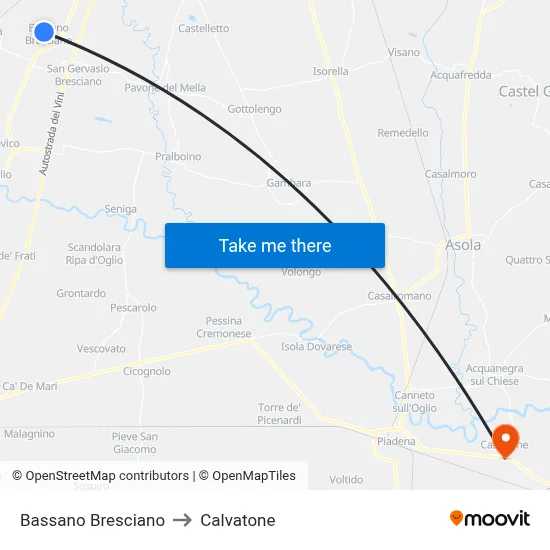 Bassano Bresciano to Calvatone map