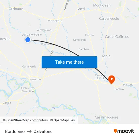 Bordolano to Calvatone map