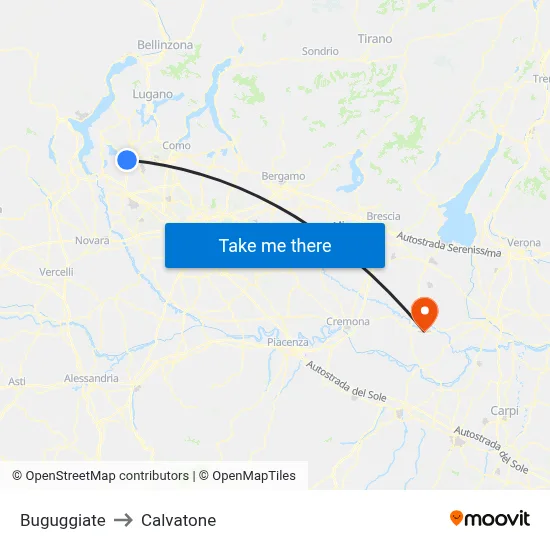 Buguggiate to Calvatone map