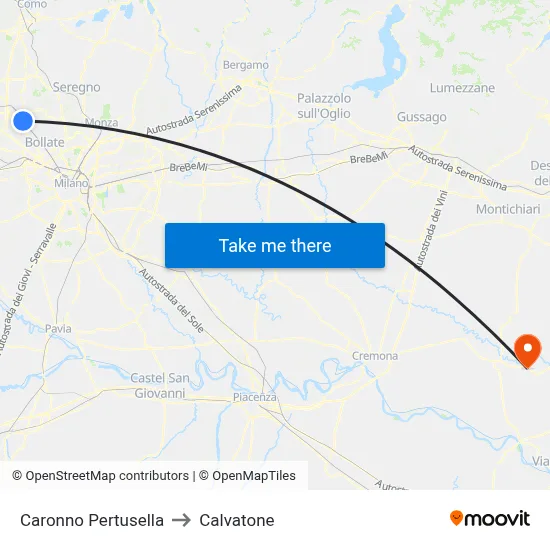 Caronno Pertusella to Calvatone map