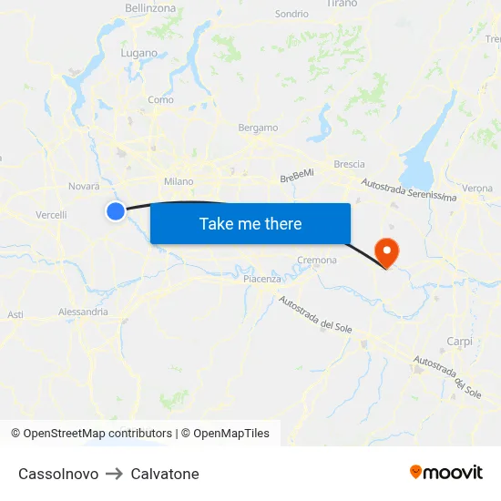 Cassolnovo to Calvatone map