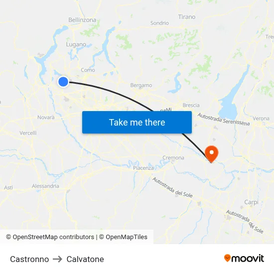 Castronno to Calvatone map