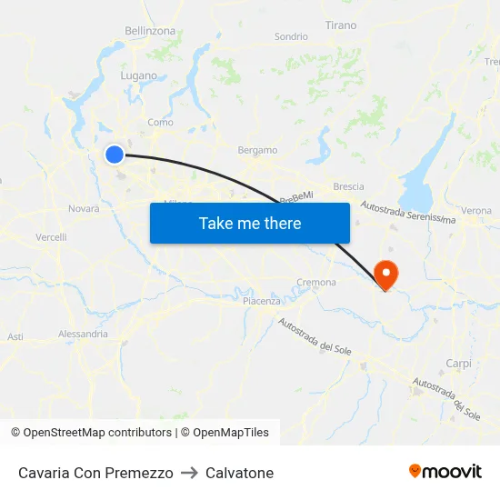 Cavaria Con Premezzo to Calvatone map
