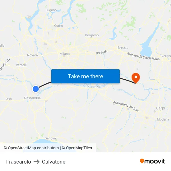 Frascarolo to Calvatone map
