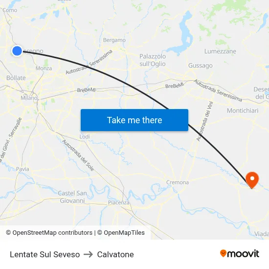Lentate Sul Seveso to Calvatone map