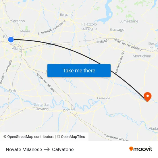 Novate Milanese to Calvatone map